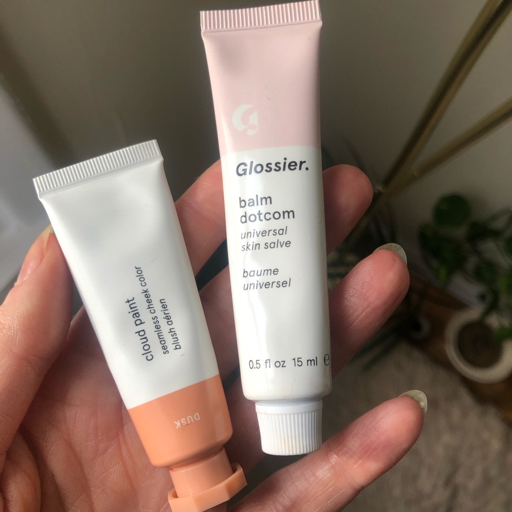 Glossier duo: Balm Dotcom and Cloud Paint (Dusk)